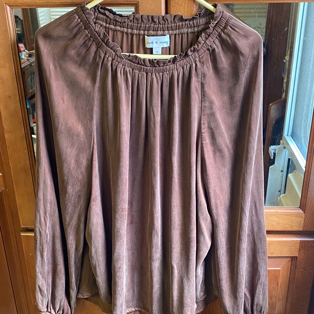 Cloth & Stone Rich Brown Large Oversized Blouse Spring Anthropologie